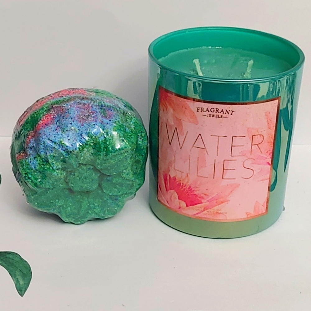 Fragrant Jewels Water Lilly Candle & Bath Bomb